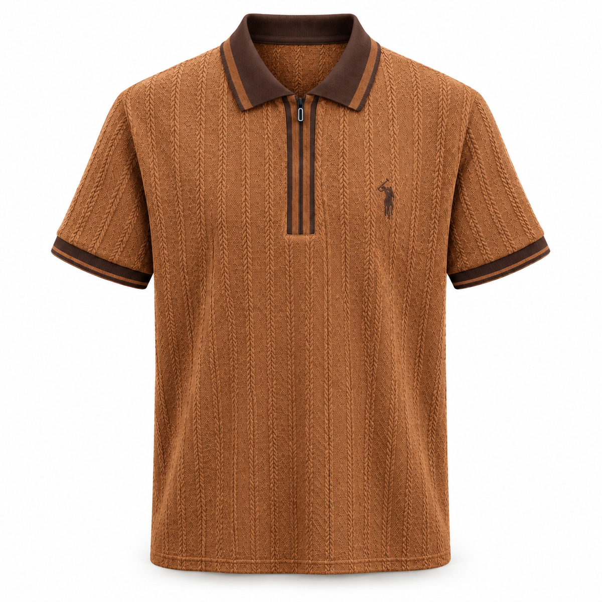 Herren Strick-Poloshirt mit Reißverschluss